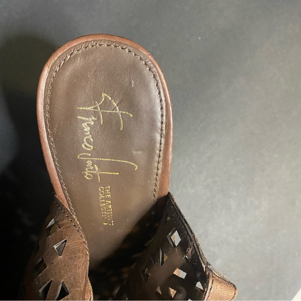 Franco Sarto Brown Cutout Mules - Picture 8 of 11